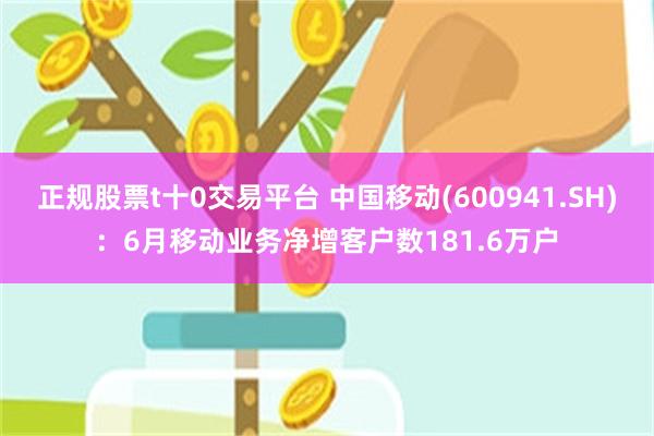 正规股票t十0交易平台 中国移动(600941.SH)：6月移动业务净增客户数181.6万户