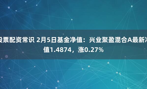 股票配资常识 2月5日基金净值：兴业聚盈混合A最新净值1.4874，涨0.27%