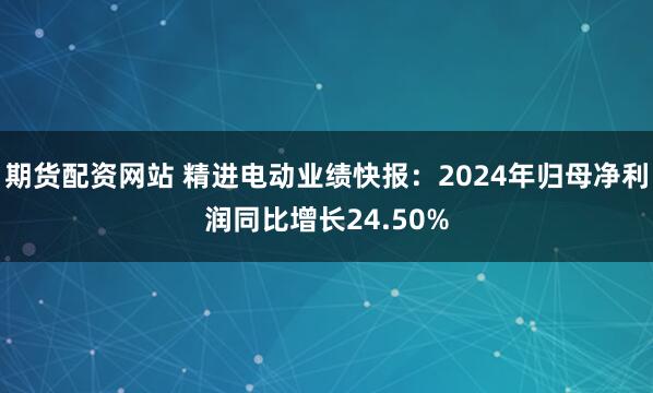 期货配资网站 精进电动业绩快报：2024年归母净利润同比增长24.50%