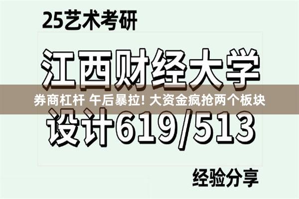 券商杠杆 午后暴拉! 大资金疯抢两个板块