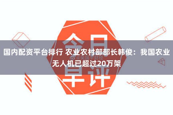 国内配资平台排行 农业农村部部长韩俊：我国农业无人机已超过20万架